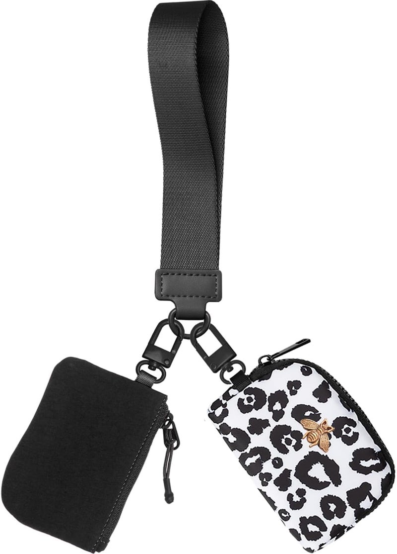 COOLANS Mini Wristlet Wallets Dual Pouch,Around Wristlet Handbag Wallet for Women Zip Cards Holder,Wristlet Bracelet Purse - Image 1